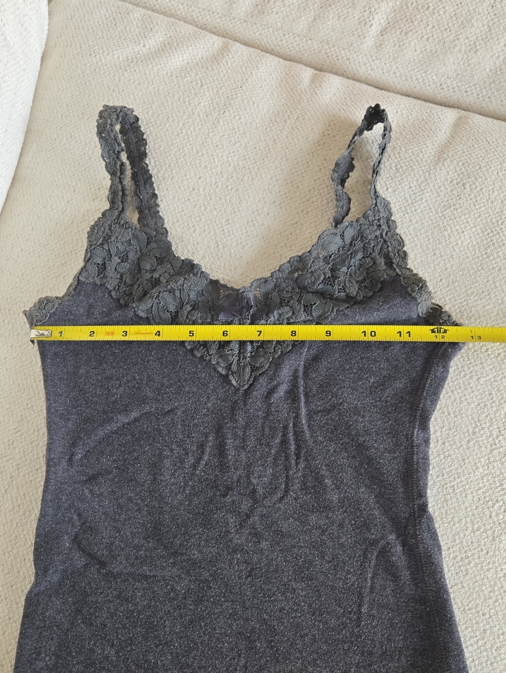 Vintage Y2K Abercrombie & Fitch 2000s Lace Bow Trim Fitted Cami Fairy Tank Top S - Picture 6 of 14